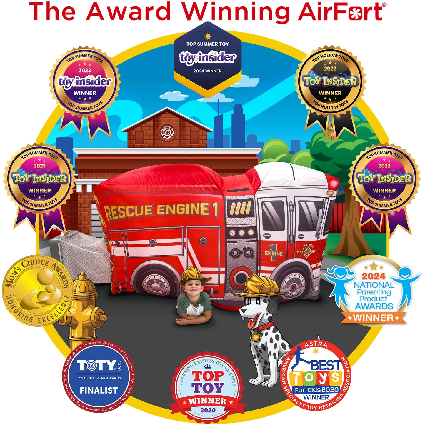 The Original AirFort® Firetruck - Inflatable Play Fort Tent for Creative Indoor Play Ages 3–14