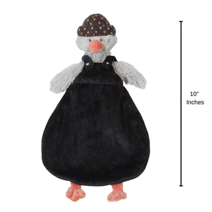 Happy Horse Penguin Polar plush security blanket standing upright displaying a 10-inch height indicator graphic.