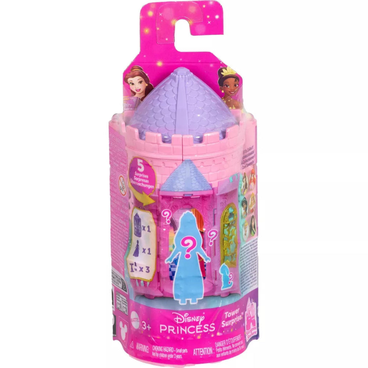 Toy castle with pink packaging featuring Disney Princess characters on a white background