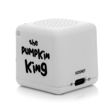 White cube-shaped device with 'the Pumpkin King' text and Disney logo on a white background