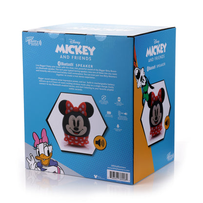Back view of the blue Disney display packaging box showing product details and character graphics.