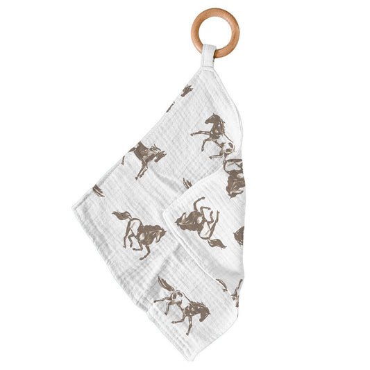 Newcastle Classics  Galloping Horses 100% Bamboo Cotton Blanket Teether
