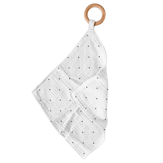 Newcastle Classics Black and White Polka Dot 100% Bamboo Cotton Blanket Teether