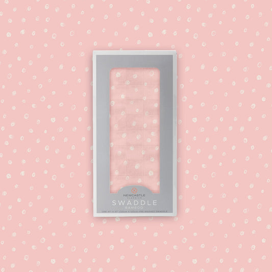 Pink Pearl Polka Dot 100% Natural Cotton Muslin Swaddle Blanket