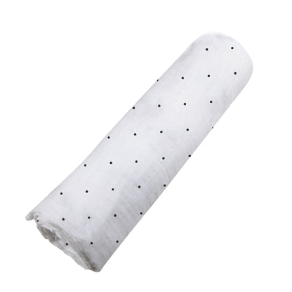 Newcastle Classics Black & White Polka Dot Bamboo Muslin Baby Swaddle Blanket