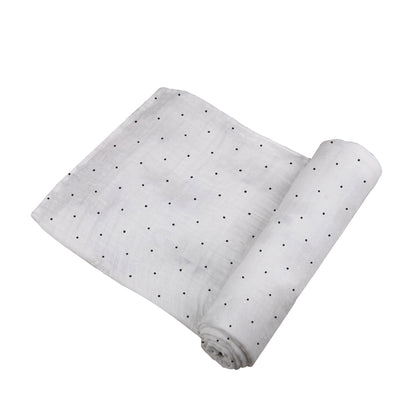 Newcastle Classics Black & White Polka Dot Bamboo Muslin Baby Swaddle Blanket