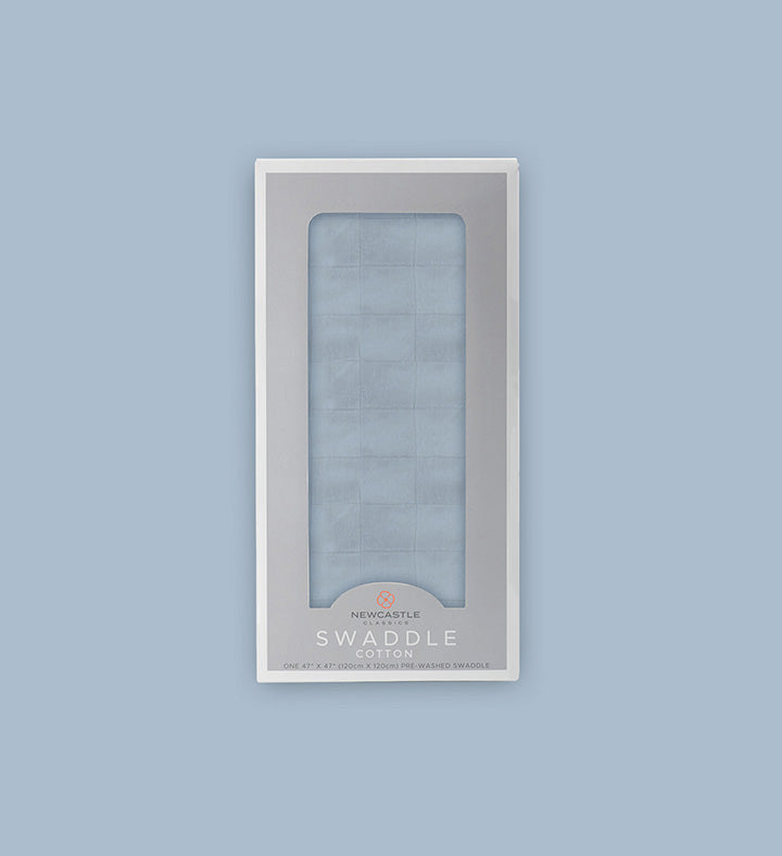 Newcastle Classic Blue Fog 100% Natural Cotton Muslin Swaddle