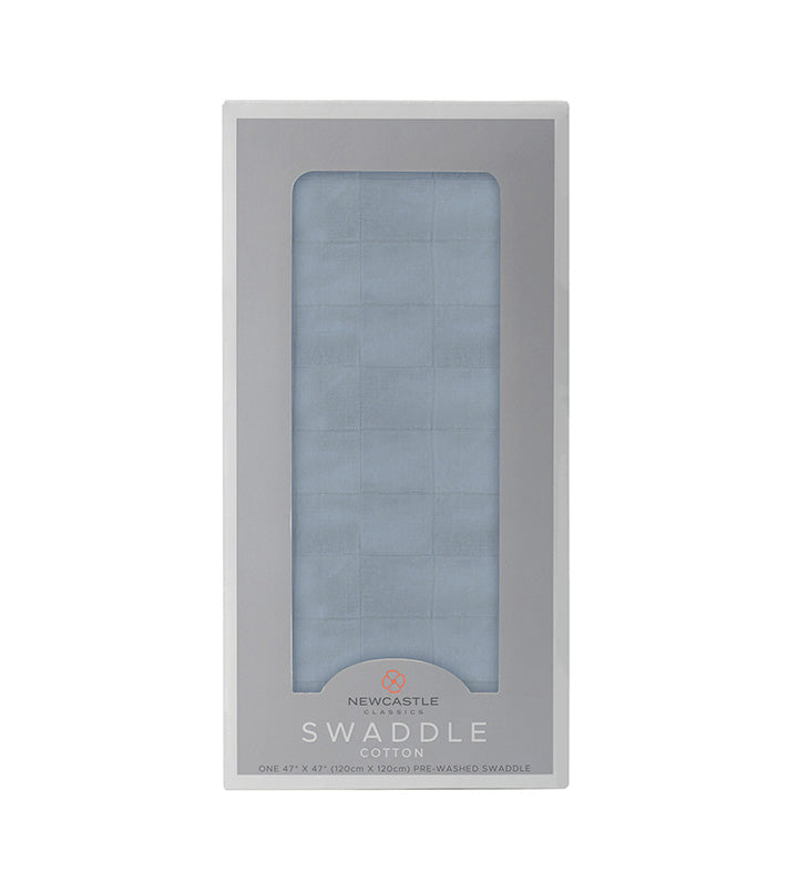 Newcastle Classic Blue Fog 100% Natural Cotton Muslin Swaddle