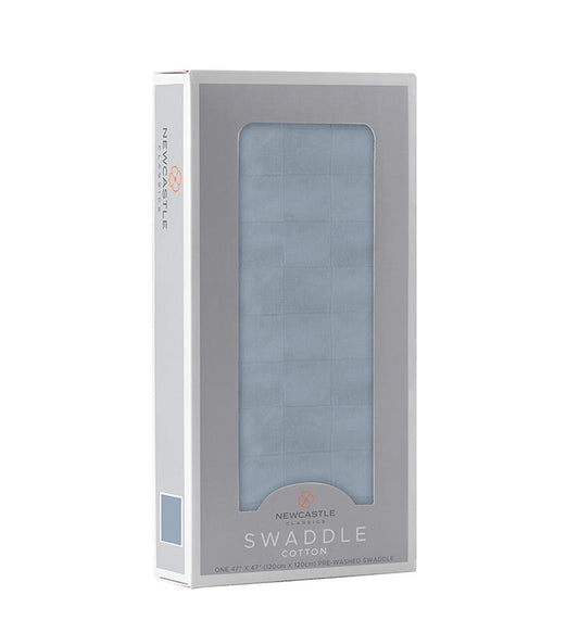 Newcastle Classic Blue Fog 100% Natural Cotton Muslin Swaddle