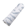 Newcastle Classic Blue Shadow Whales 100% Natural Bamboo Muslin Swaddle
