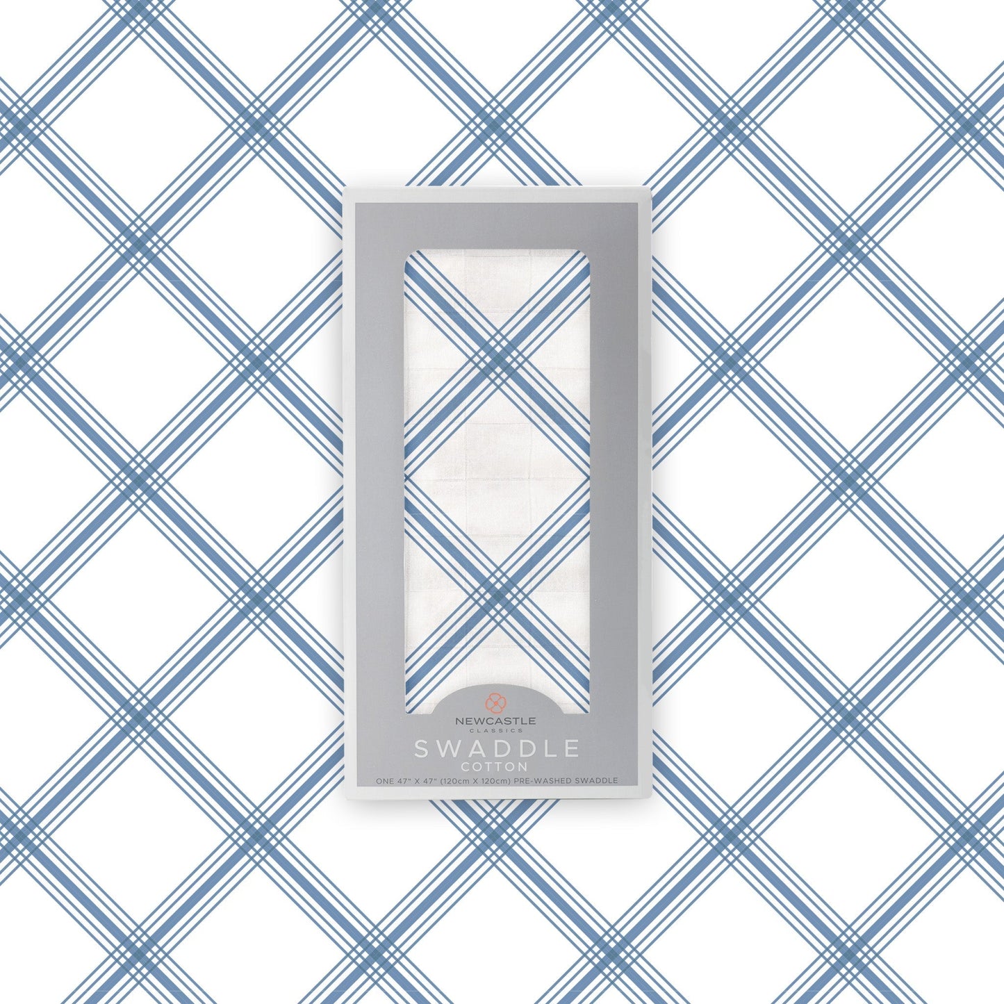 Newcastle Classic Blue Buffalo Check Plaid 100% Natural Cotton Muslin Swaddle