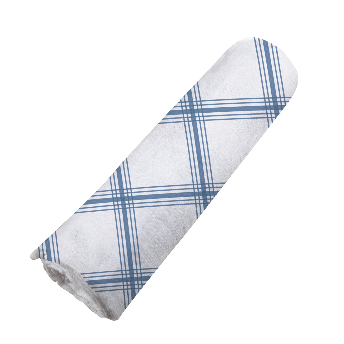 Newcastle Classic Blue Buffalo Check Plaid 100% Natural Cotton Muslin Swaddle