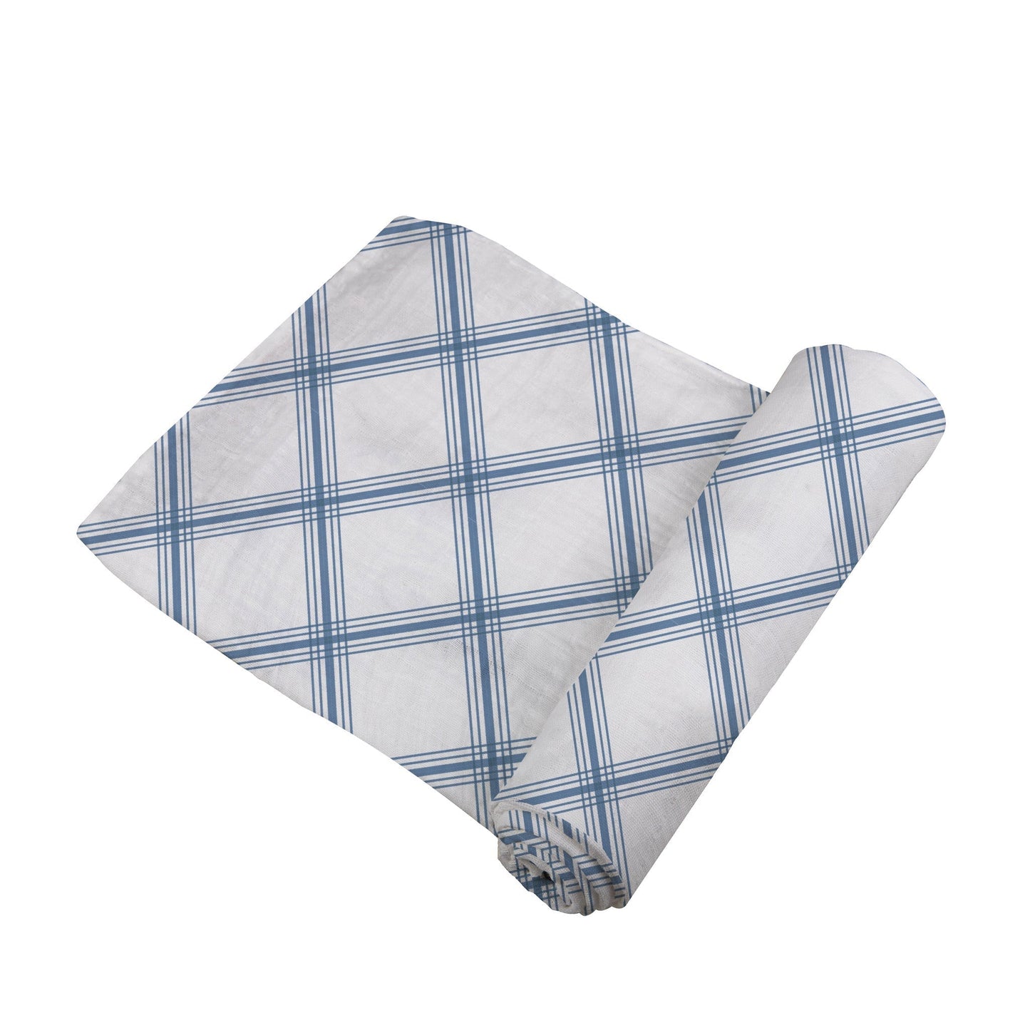 Newcastle Classic Blue Buffalo Check Plaid 100% Natural Cotton Muslin Swaddle