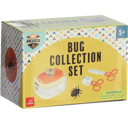 Front angled view of the yellow Camp Arcadia Bug Collection Set cardboard display box highlighting the outdoor exploration theme.