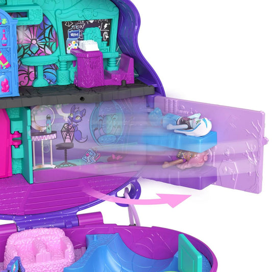 Polly Pocket Monster High, High School Playset with 3 Micro Dolls & Accessories