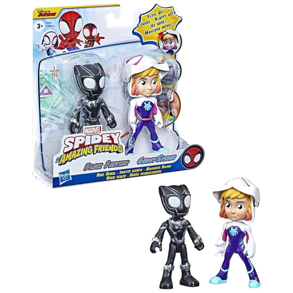 Marvel Spidey and his Amazing Friends Hero Reveal 2-Pack 4" Inch Black Panther & Ghost-Spider Action Figure