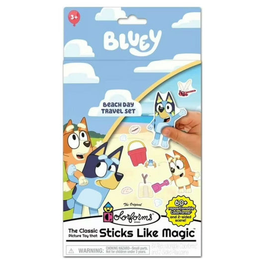 Colorforms Bluey Beach Day Travel Set, Repositionable Stickers, Ages 3+,