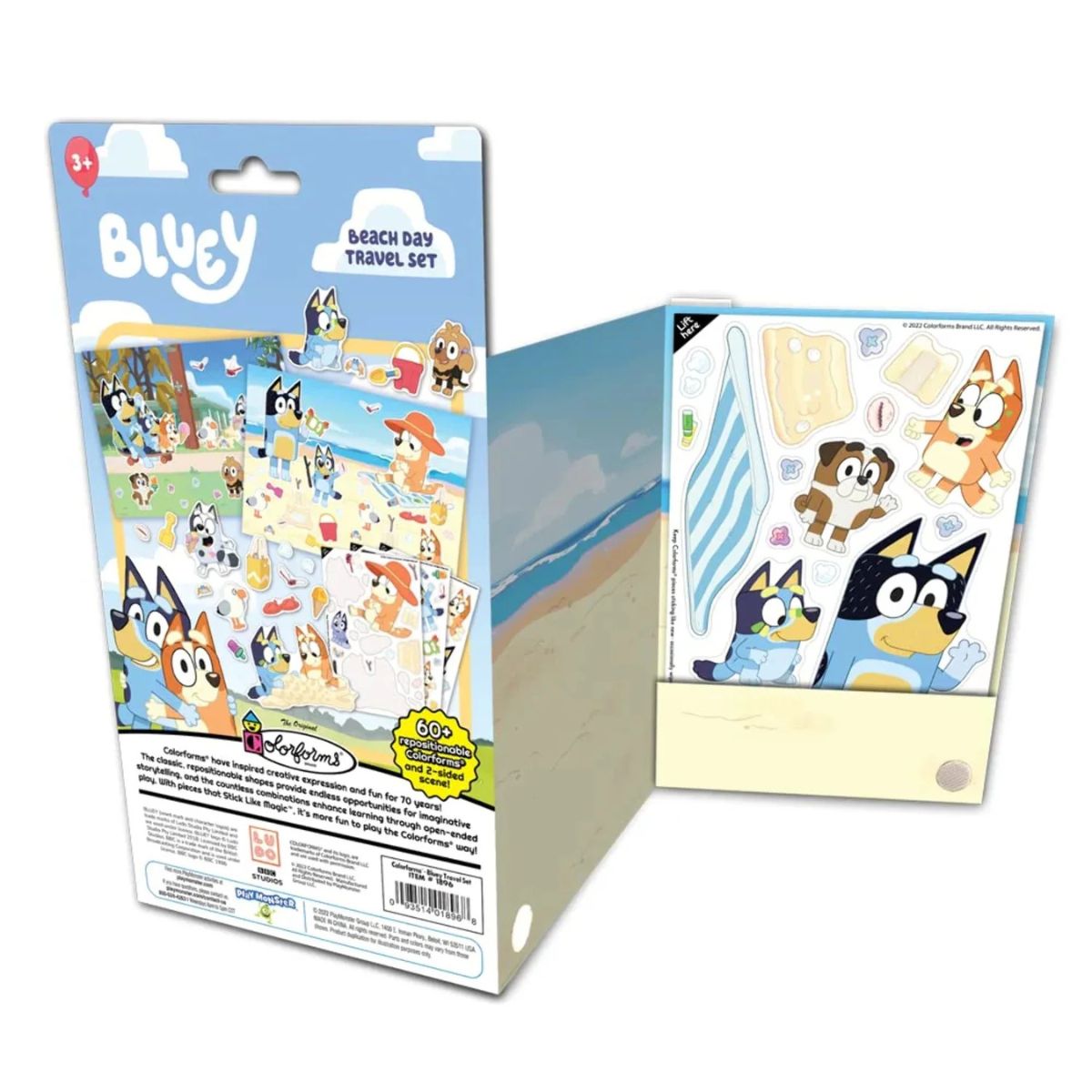 Colorforms Bluey Beach Day Travel Set, Repositionable Stickers, Ages 3+,