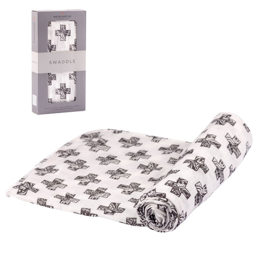 Nordic Stamp 100% Natural Bamboo Muslin Swaddle Blanket