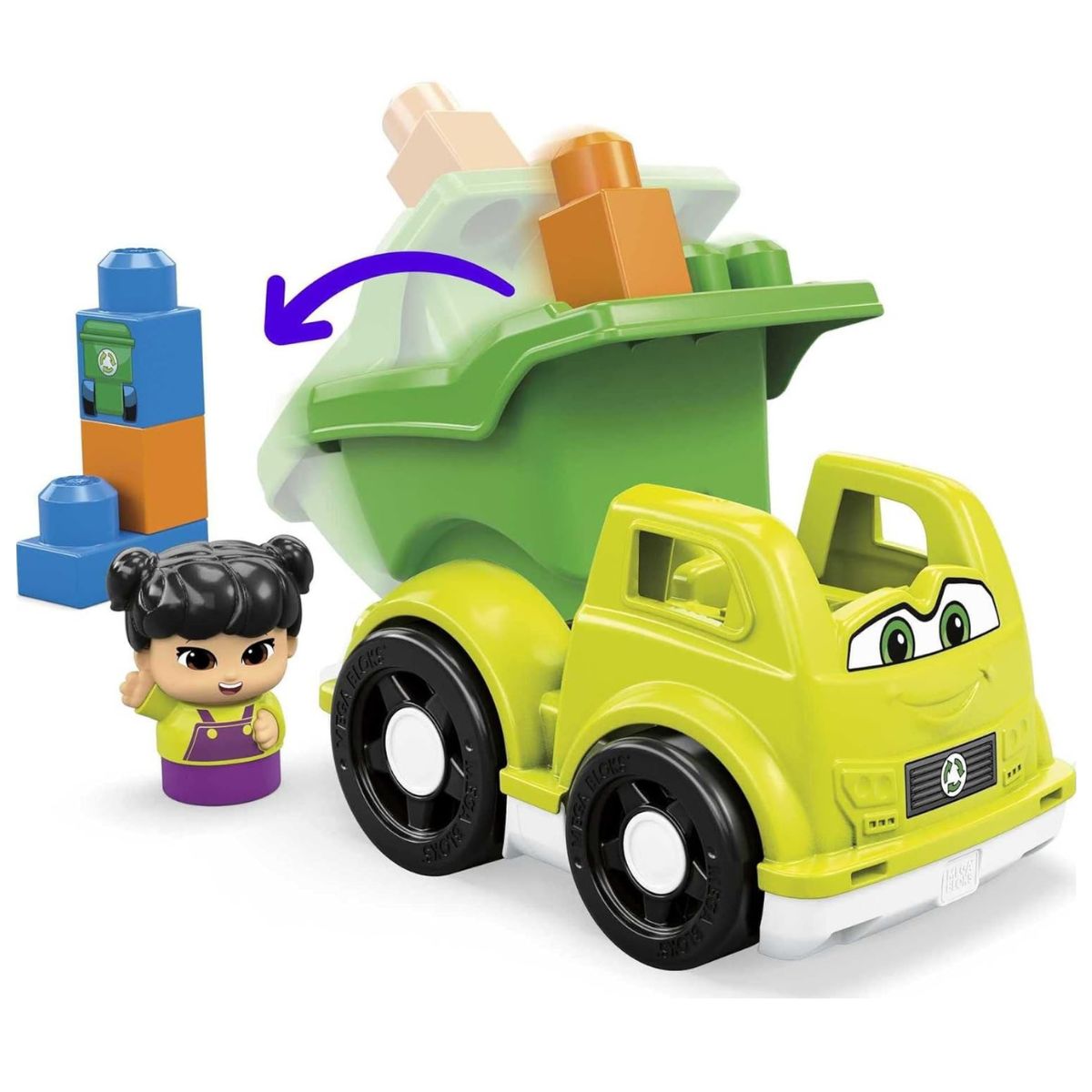 Mega Bloks Little Builders 6 Piece Building Set, Raphy Recycling Truck with Figure