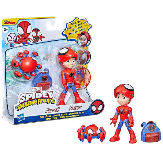 Marvel Spidey and his Amazing Friends Hero Reveal 2-Pack Trace-E & 4" Inch Spidey Action Figure