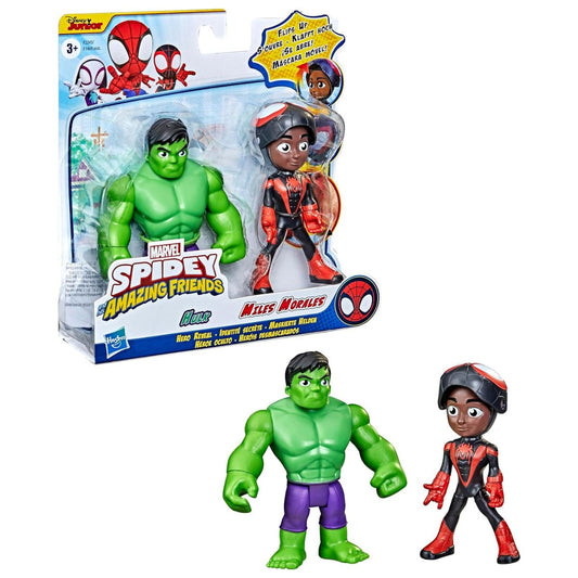 Marvel Spidey and his Amazing Friends Hero Reveal 2-Pack 4" Inch Hulk & Miles Morales Action Figure