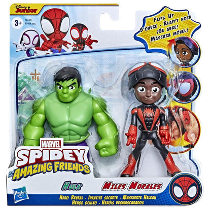 Marvel Spidey and his Amazing Friends Hero Reveal 2-Pack 4" Inch Hulk & Miles Morales Action Figure
