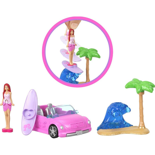 Barbie Mini Land Color Change 4-Pack 1.5" Inch Doll & Toy Vehicle Set