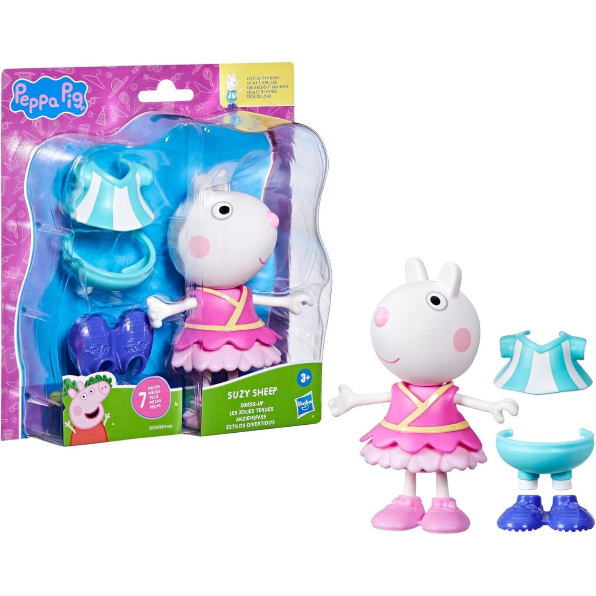 Peppa Pig Dress-Up 6” Figure with 6 Fashion Accessories, Suzy Sheep