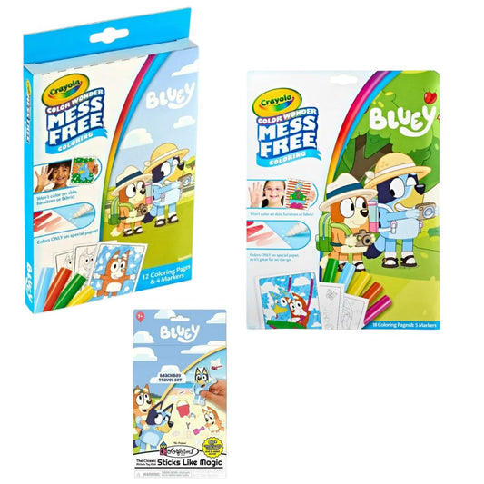 Bluey Coloring and Travel Activity Set, Mess Free Markers with Restickable Stickers