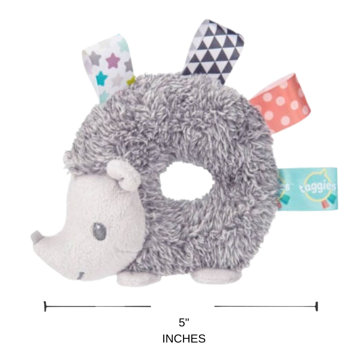 Heathered fabric and embroidered face details of the Mary Meyer Signature Collection rattle.