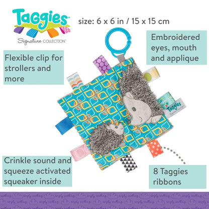 Mary Meyer Taggies 6" X 6" Inch Crinkle Me Activity Toy, Heather Hedgehog