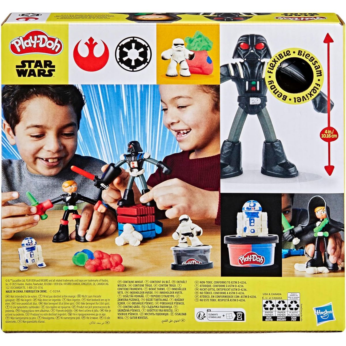 Play-Doh Star Wars Squish & Slice, Darth Vader, Luke Skywalker 4" Inch Action Figures with R2-D2, Stormtrooper & Lightsaber Molds