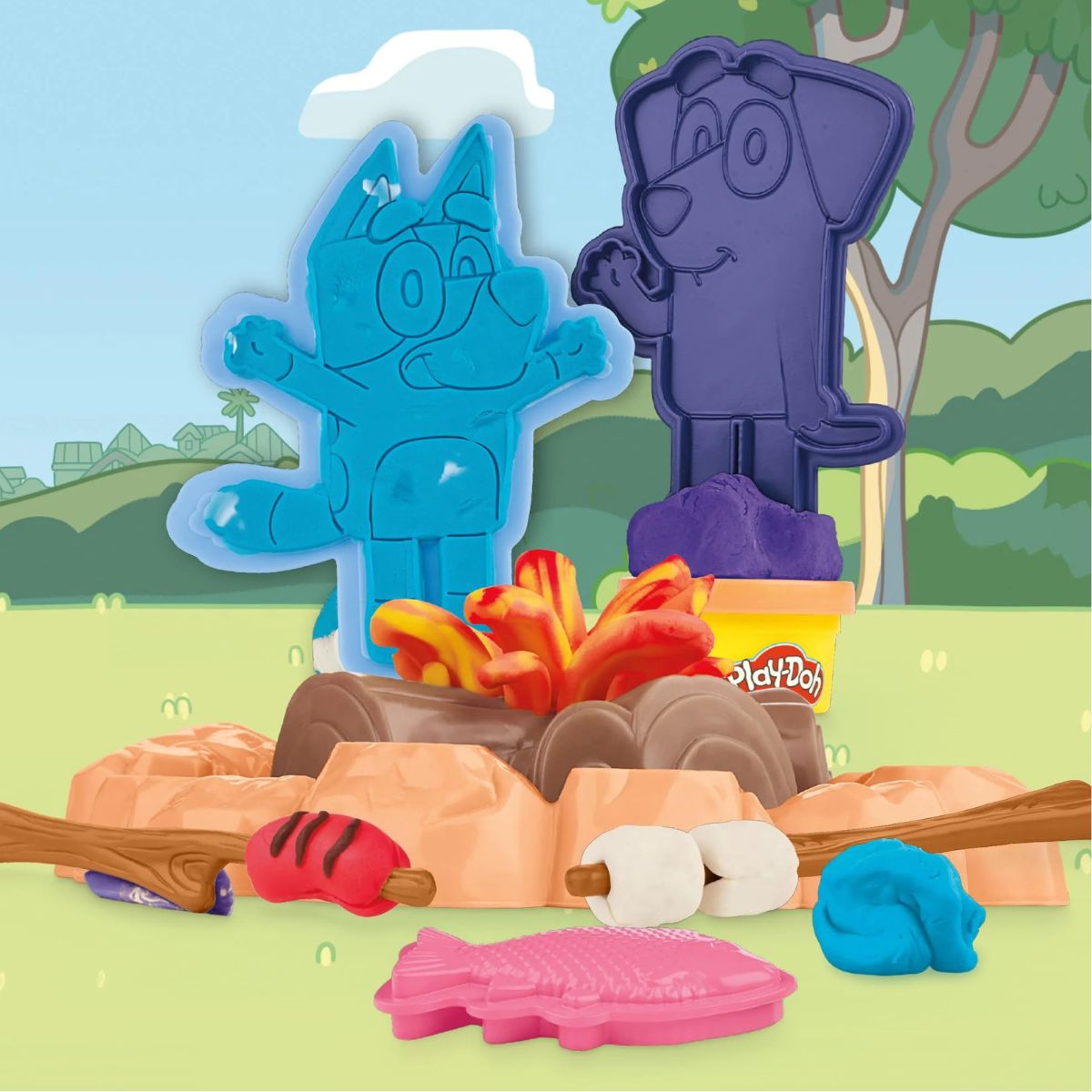 Play-Doh Bluey Goes Camping Playset with Campfire Themed Tools