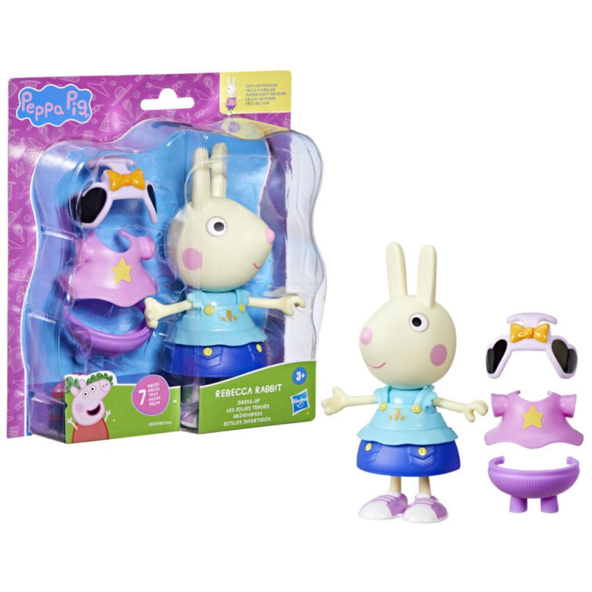 Peppa Pig Dress-Up 6” Figure with 6 Fashion Accessories, Rebecca Rabbit