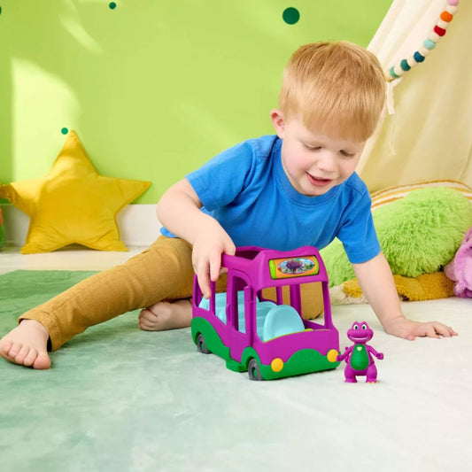 Fisher-Price Barney’s World Adventure Bus Push-Along Toy & Barney Figure, 2 Pieces