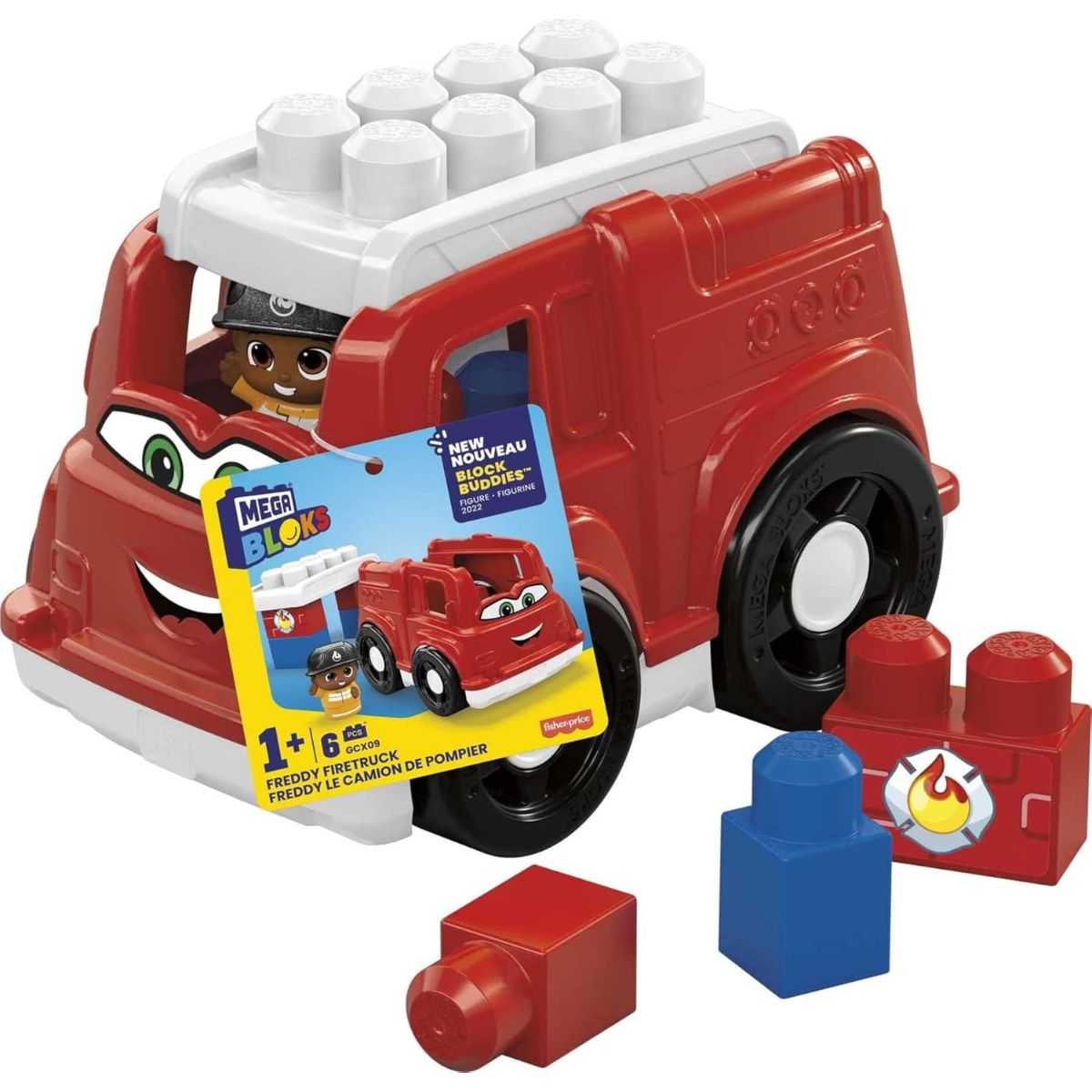 Mega Bloks Little Builders 6 Piece Building Set, Freddy Firetruck with Figure