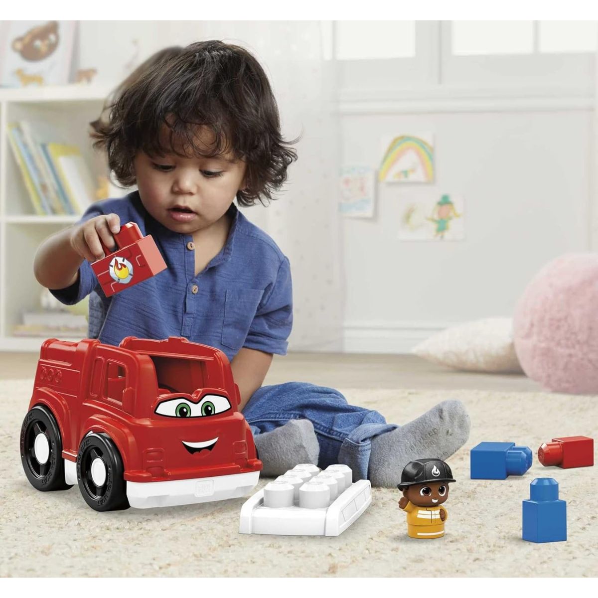 Mega Bloks Little Builders 6 Piece Building Set, Freddy Firetruck with Figure