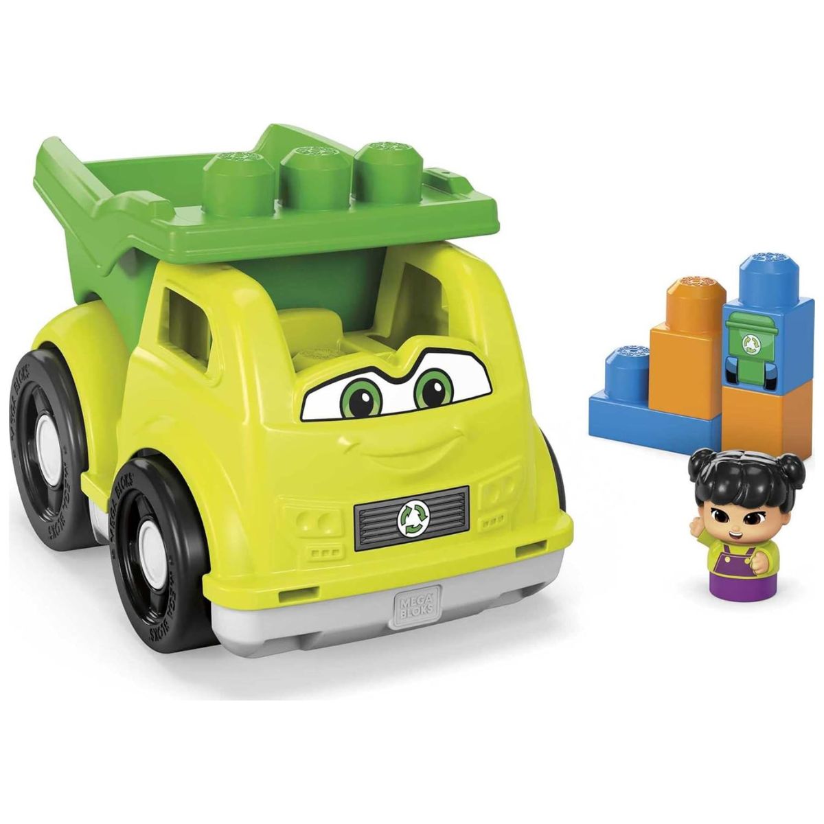 Mega Bloks Little Builders 6 Piece Building Set, Raphy Recycling Truck with Figure