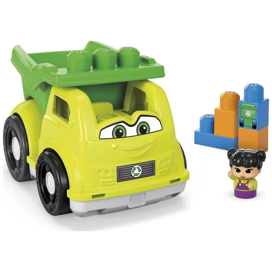 Mega Bloks Little Builders 6 Piece Building Set, Raphy Recycling Truck with Figure