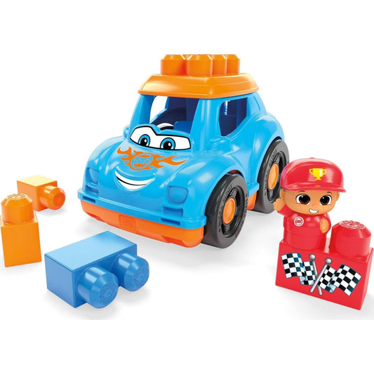 Mega Bloks Little Builders 6 Piece Building Set, Ricky Race Car with Figure