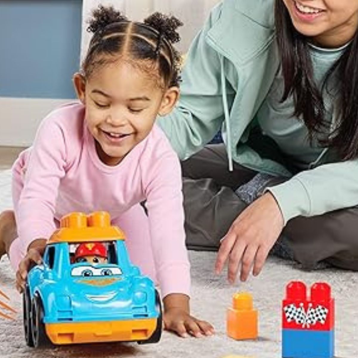 Mega Bloks Little Builders 6 Piece Building Set, Ricky Race Car with Figure