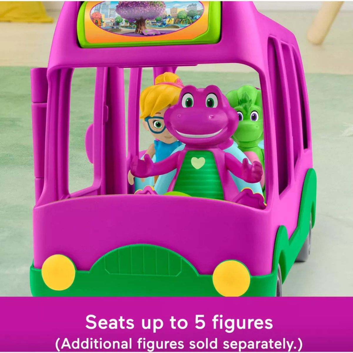 Fisher-Price Barney’s World Adventure Bus Push-Along Toy & Barney Figure, 2 Pieces