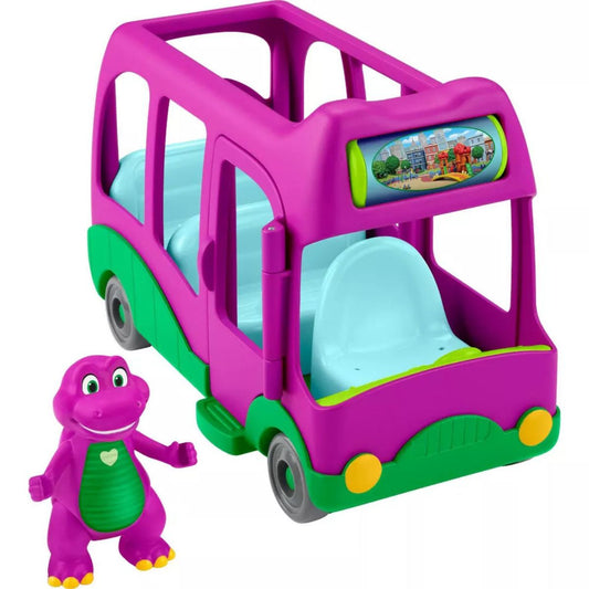 Fisher-Price Barney’s World Adventure Bus Push-Along Toy & Barney Figure, 2 Pieces