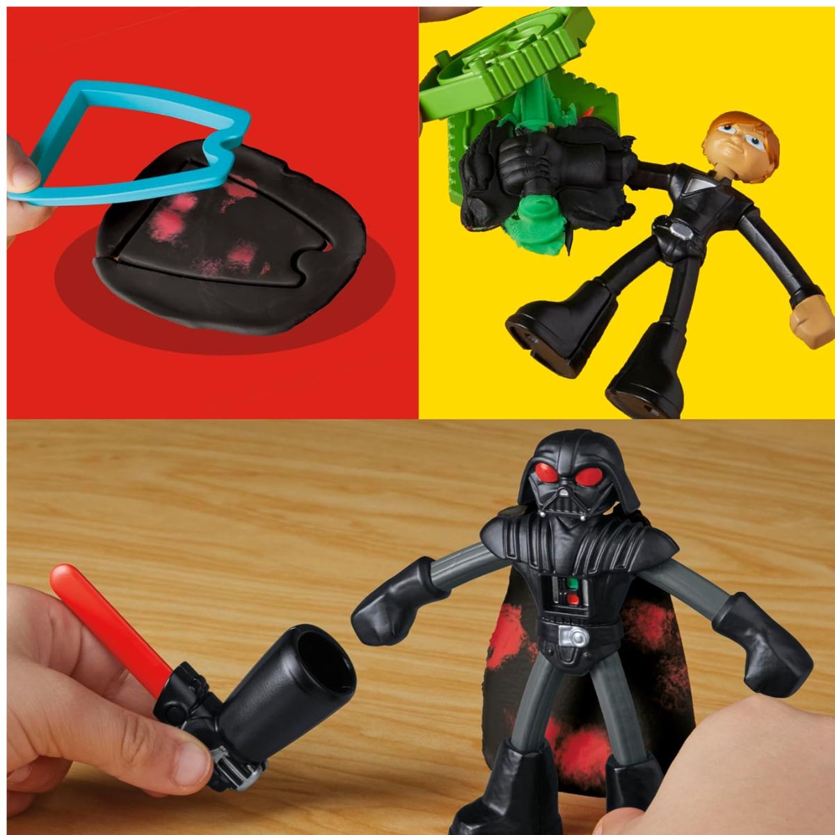 Play-Doh Star Wars Squish & Slice, Darth Vader, Luke Skywalker 4" Inch Action Figures with R2-D2, Stormtrooper & Lightsaber Molds