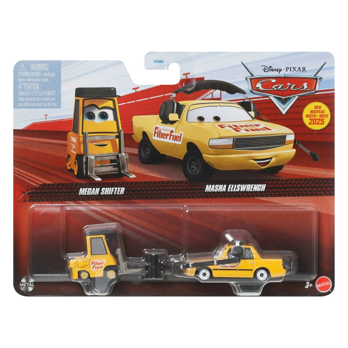 Disney Pixar Cars Scale 1:55 2 Pack Die-Cast Car Vehicle, Megan Shifter & Masha Ellswrench