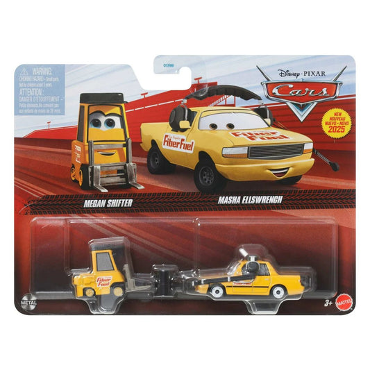 Disney Pixar Cars Scale 1:55 2 Pack Die-Cast Car Vehicle, Megan Shifter & Masha Ellswrench