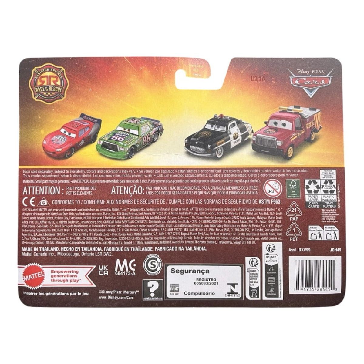 Disney Pixar Cars Scale 1:55 2 Pack Die-Cast Car Vehicle, Sheriff & Adam Roadriguez