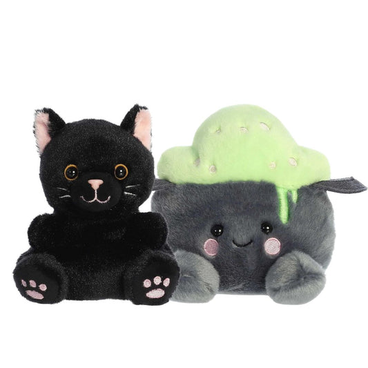 Aurora® Palm Pals™ Halloween Duo 5" Inch Plush Set, Twilight Black Cat™ & Bubbly Cauldron™