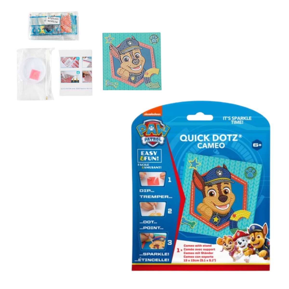 DIAMOND DOTZ Quick DOTZ Paw Patrol Chase Diamond Art Painting Kit 5.1" X 5.1"